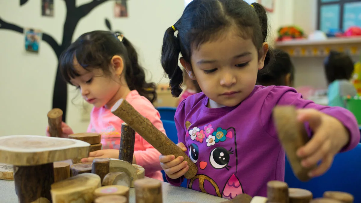 Children Playing With Wood Toys Children Playing With Wood Toys